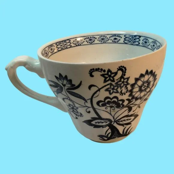 J G Meakin Blue White Floral Teacup Nordic Vintage Ceramic Cup - Picture 3 of 13